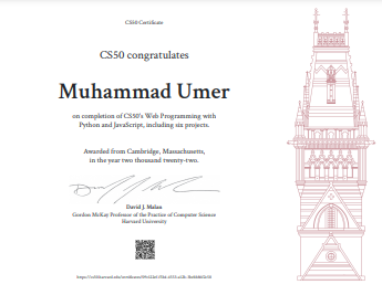 Harvard Web Development Certification